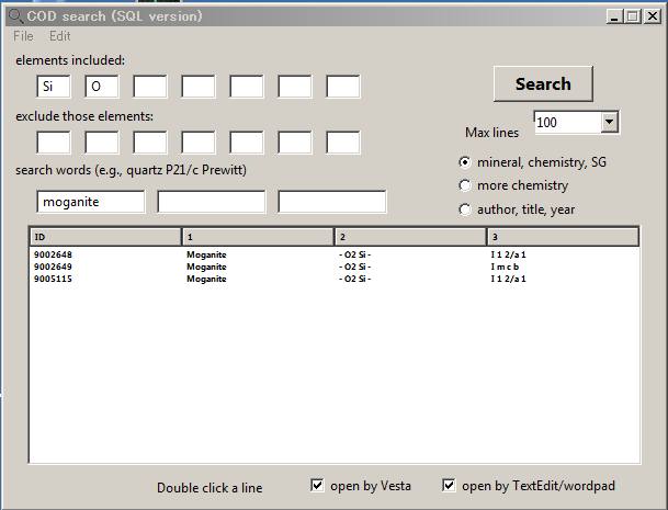 結晶構造検索COD_SQL版 - Kanzaki Wiki